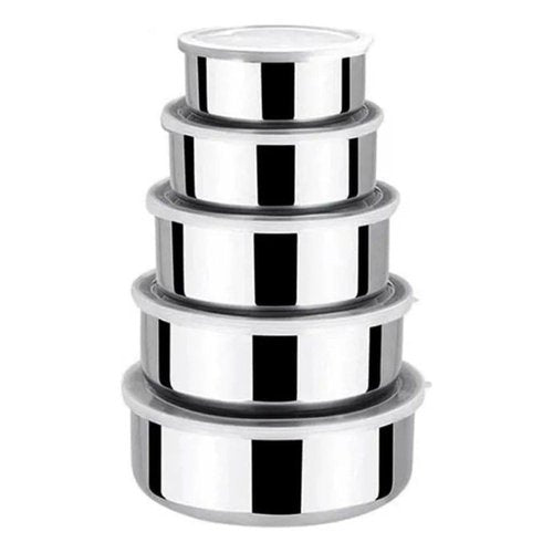 Conjunto 5 Potes Herméticos Redondos com Tampa - Inox